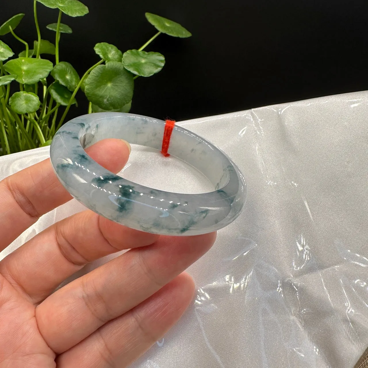 Genuine Burmese High-end Jade Jadeite Oval Bangle Bracelet ( 54.4mm )( Collectibles )