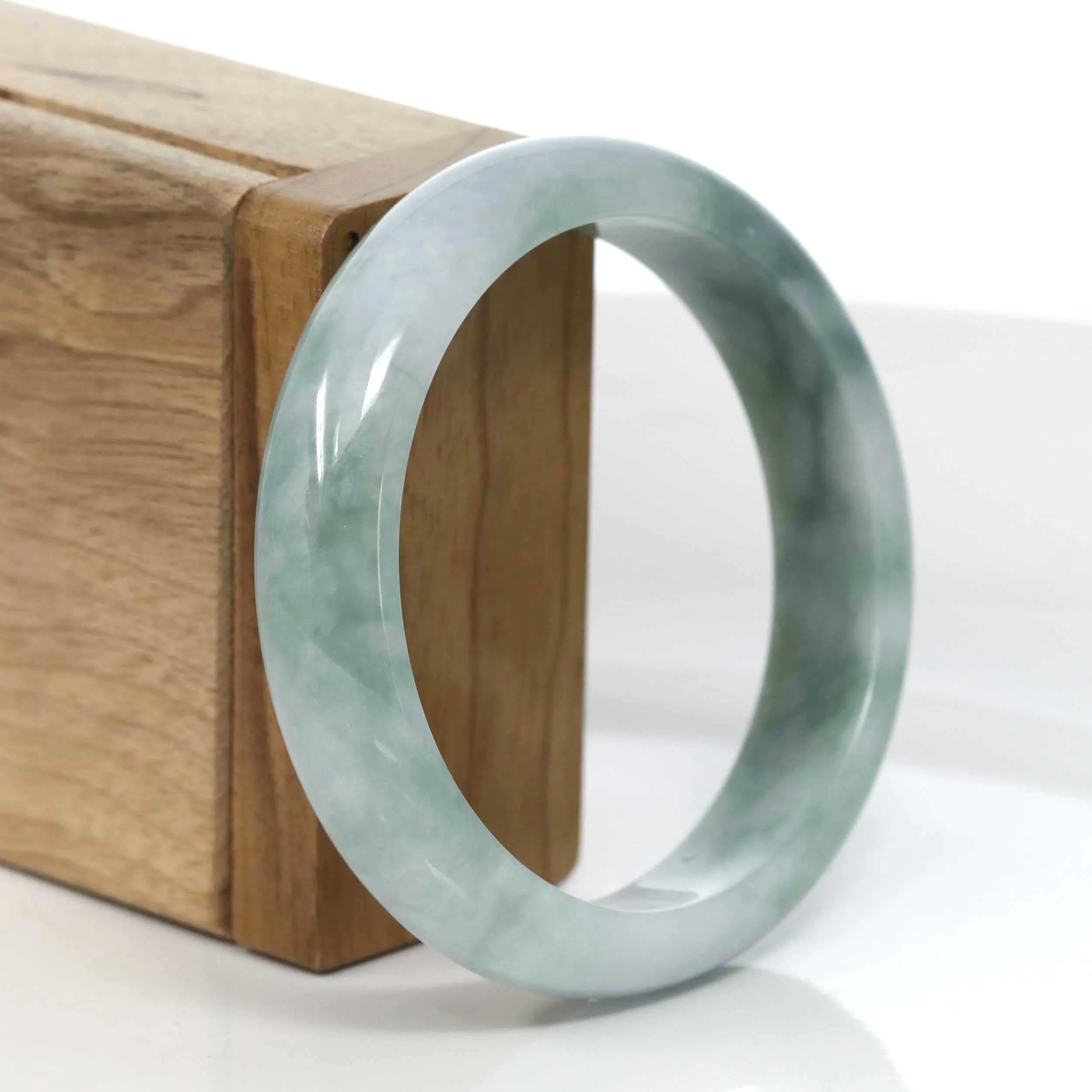 Genuine Burmese Jadeite Jade Bangle Bracelet ( 57.61 mm )#973