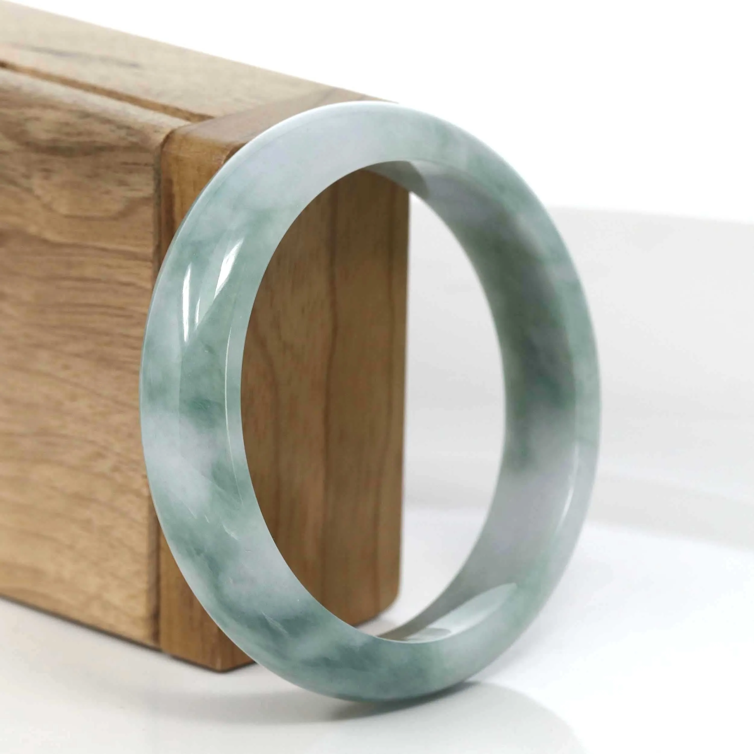 Genuine Burmese Jadeite Jade Bangle Bracelet ( 57.61 mm )#973