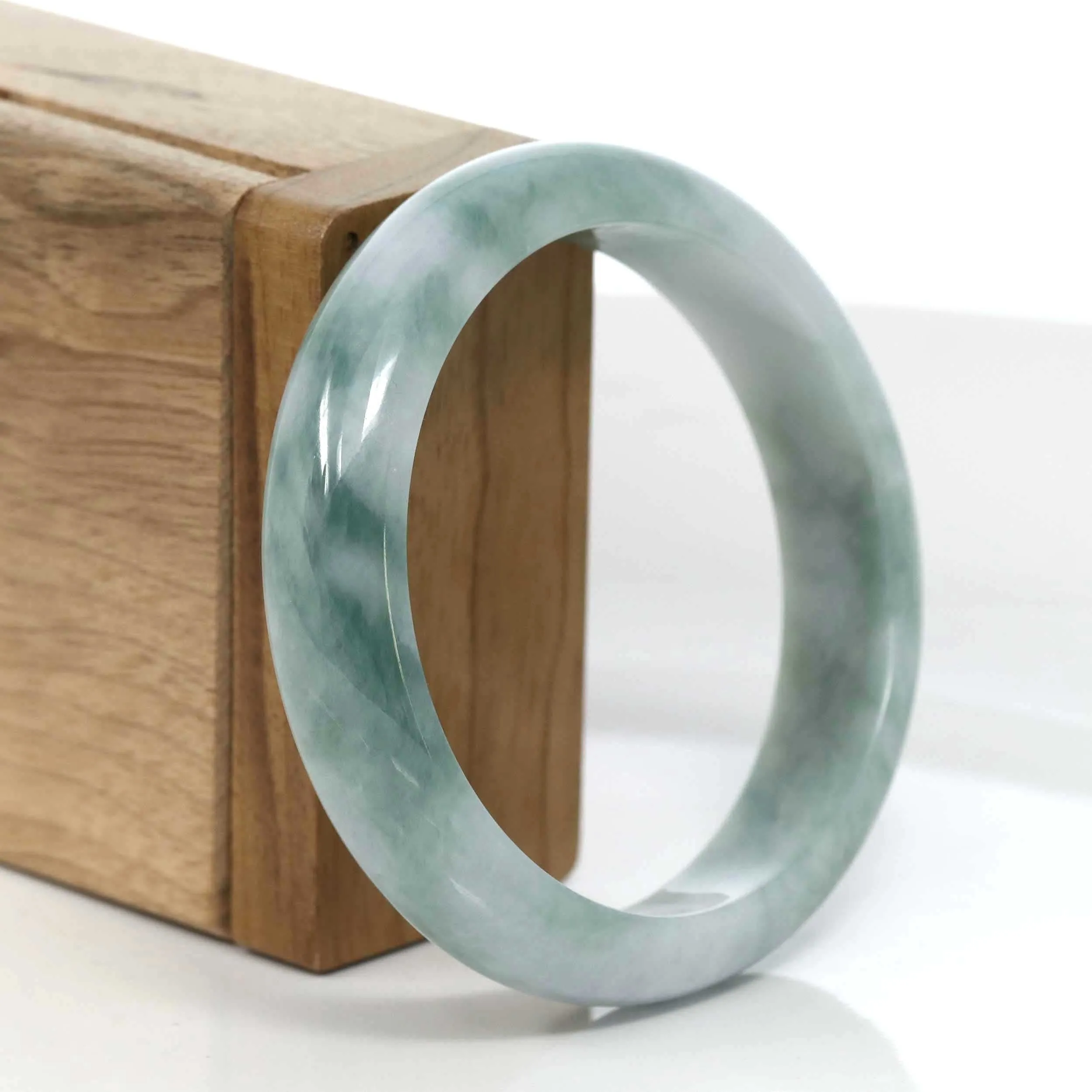 Genuine Burmese Jadeite Jade Bangle Bracelet ( 57.61 mm )#973