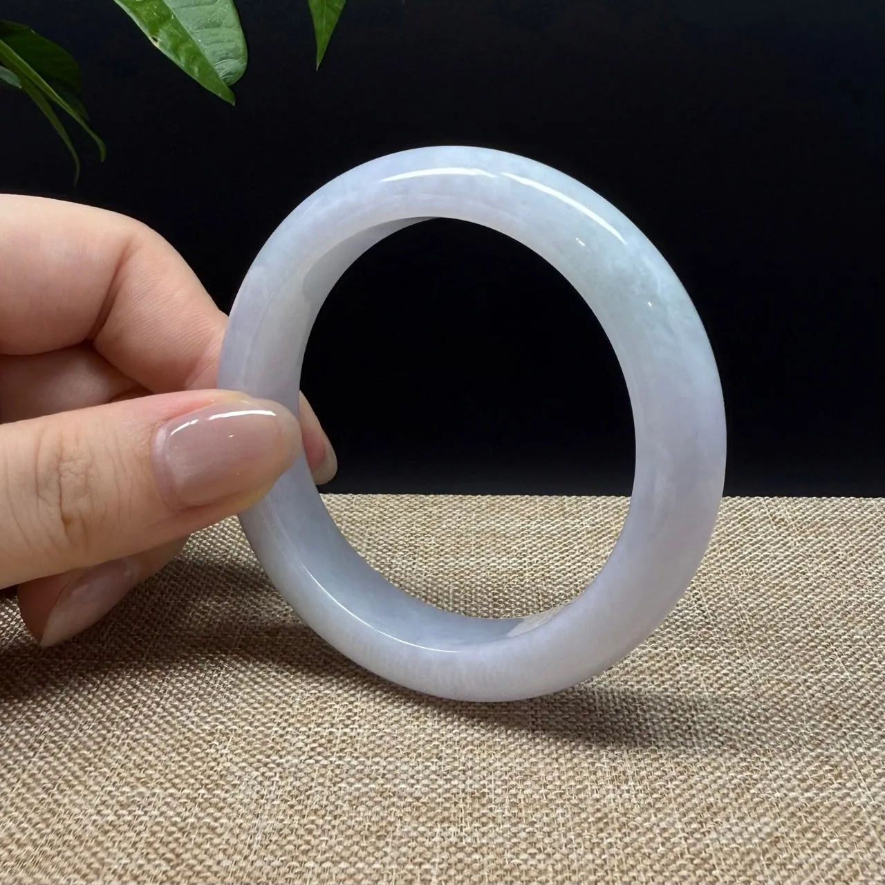 Genuine Burmese Lavender Green Jade Jadeite Bangle Bracelet ( 53.4mm )