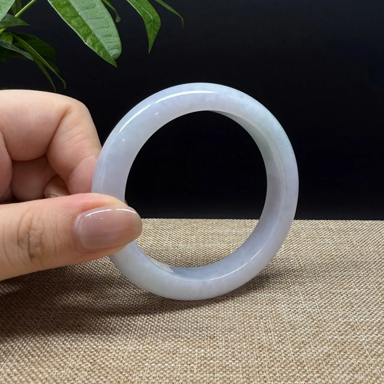 Genuine Burmese Lavender Green Jade Jadeite Bangle Bracelet ( 53.4mm )