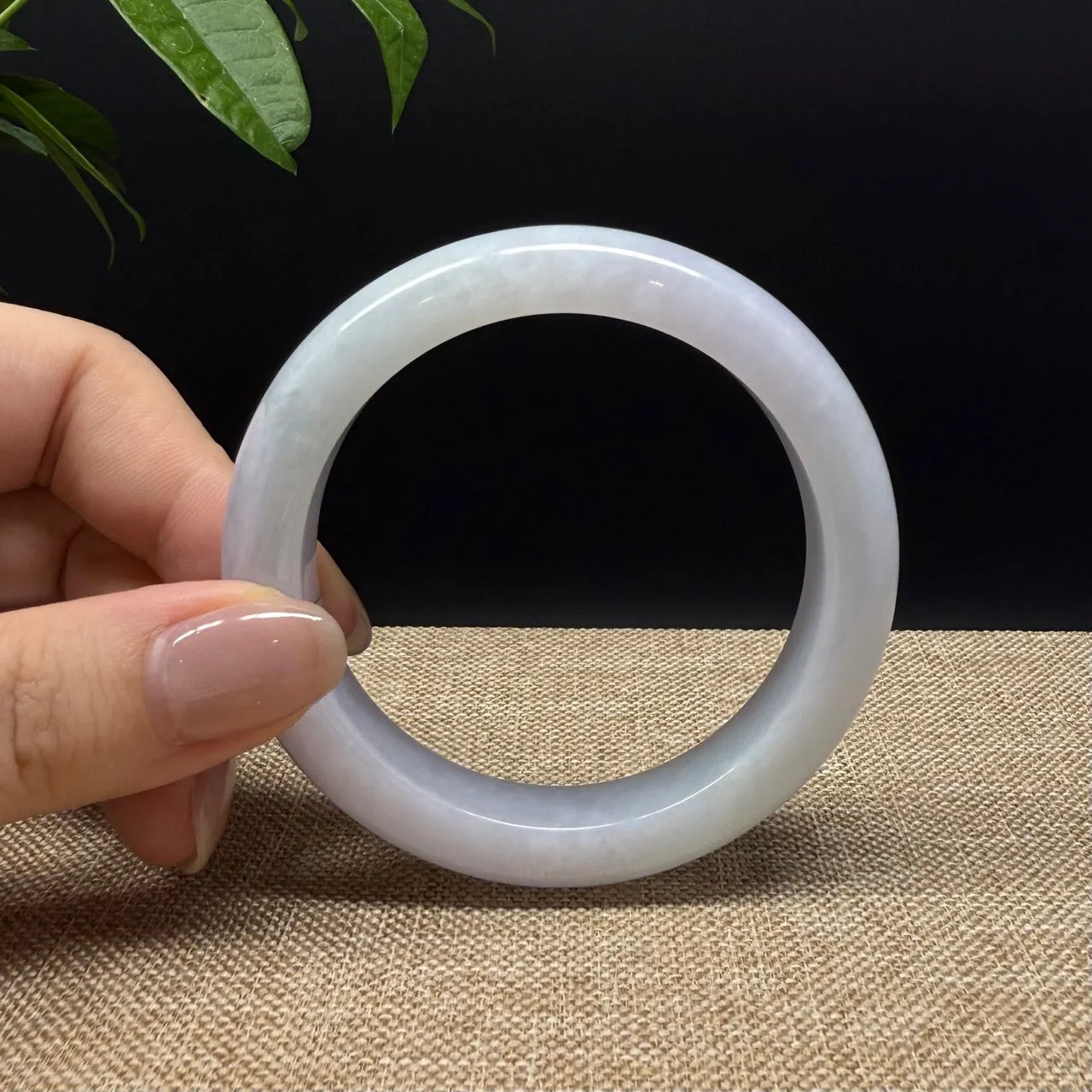 Genuine Burmese Lavender Green Jade Jadeite Bangle Bracelet ( 53.4mm )