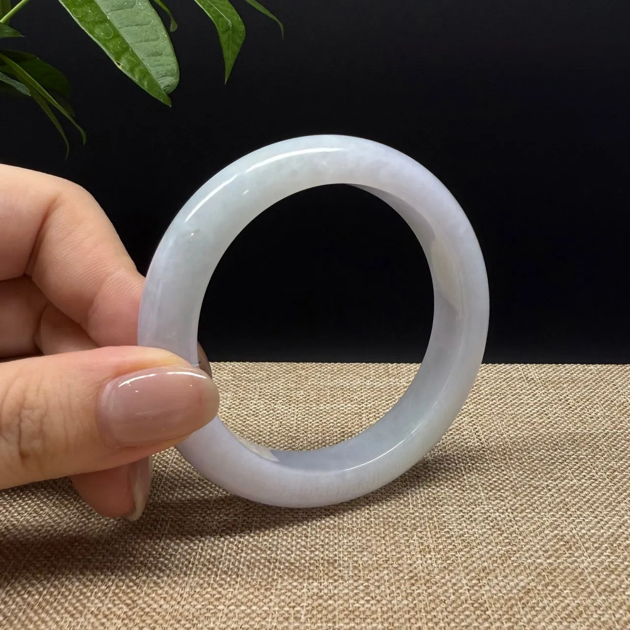 Genuine Burmese Lavender Green Jade Jadeite Bangle Bracelet ( 53.4mm )