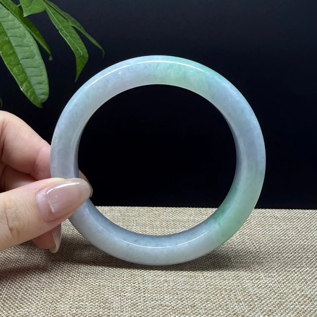 Genuine Burmese Lavender Green Jade Jadeite Bangle Bracelet ( 62.2mm )