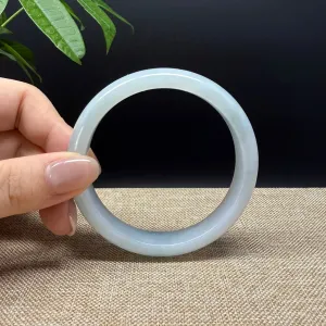 Genuine Burmese White Green Jade Jadeite Bangle Bracelet ( 59.7mm )