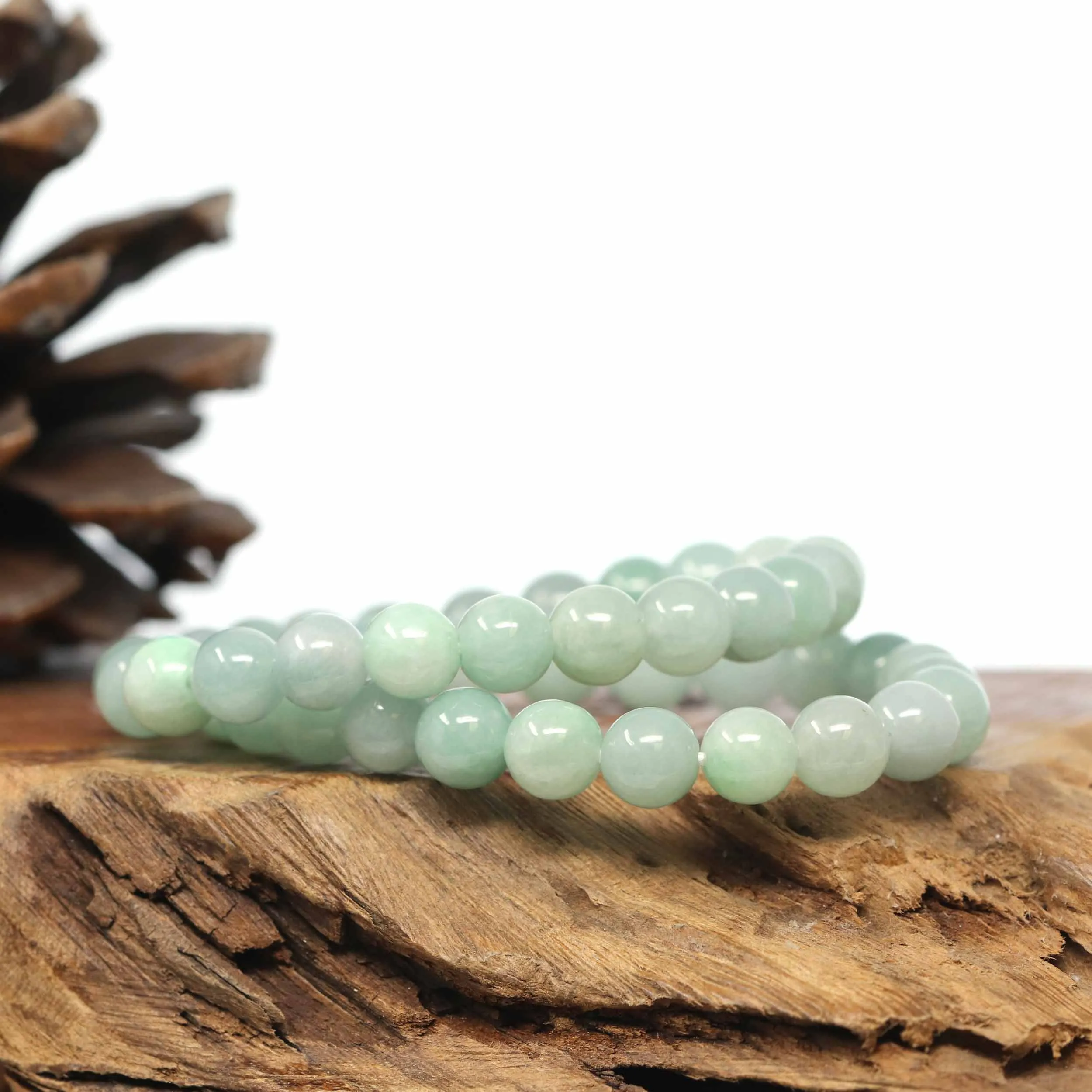 Genuine Jadeite Jade Round Green Beads Bracelet (8.5mm)