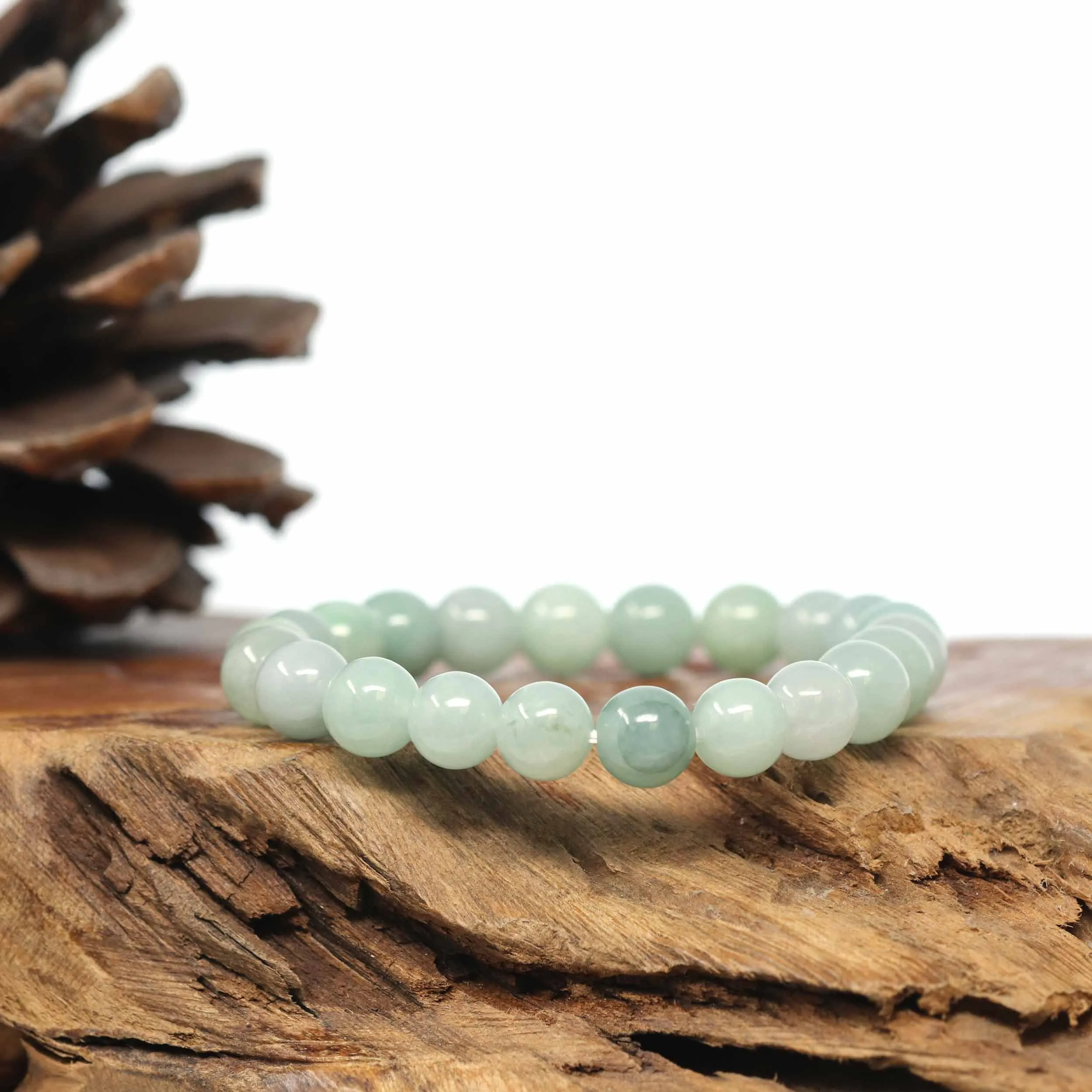 Genuine Jadeite Jade Round Green Beads Bracelet (8.5mm)