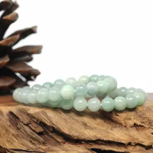 Genuine Jadeite Jade Round Green Beads Bracelet (8.5mm)