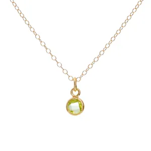 Gold Peridot August Birthstone Necklace