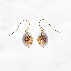 Gold Rose Quartz Floral Earrings