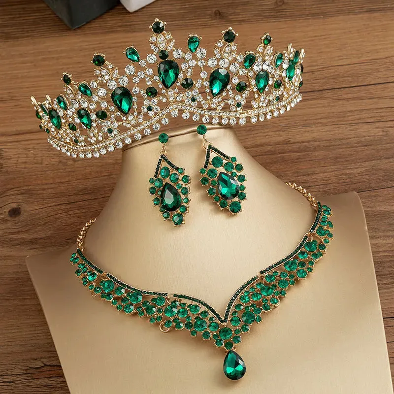 Gorgeous Crystal Party Bridal Jewelry Sets Fashion Tiaras Earrings Necklaces Sets