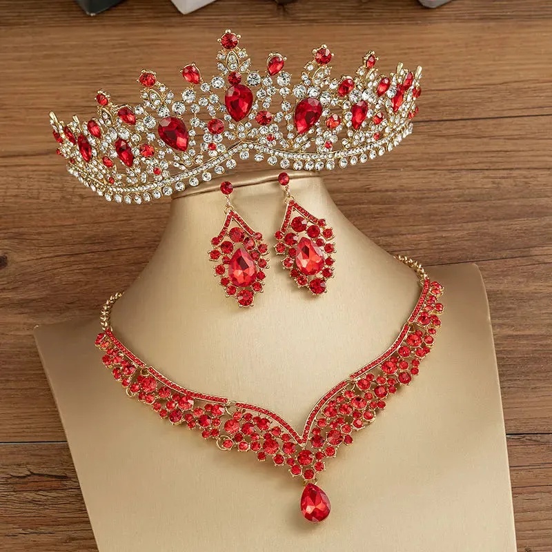 Gorgeous Crystal Party Bridal Jewelry Sets Fashion Tiaras Earrings Necklaces Sets