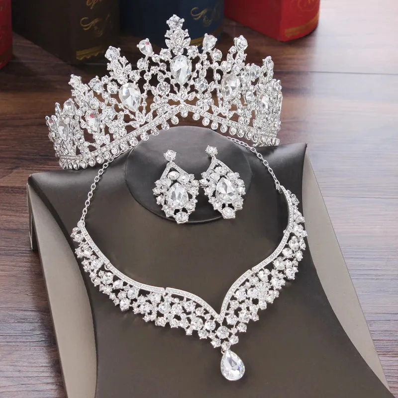 Gorgeous Crystal Party Bridal Jewelry Sets Fashion Tiaras Earrings Necklaces Sets