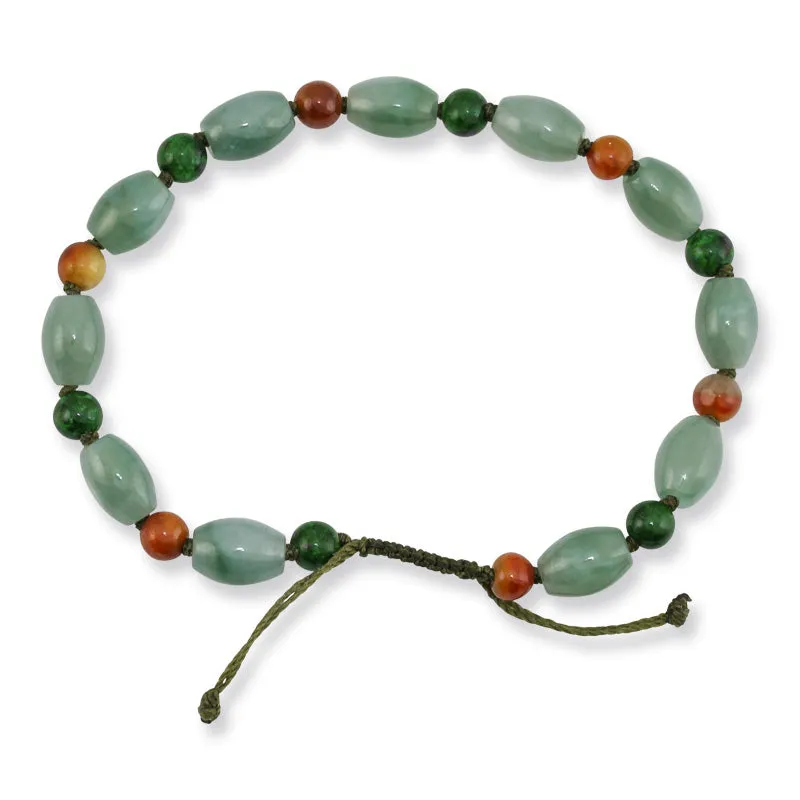Green & Red Adjustable Jade Bracelet