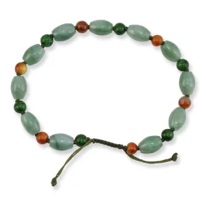 Green & Red Adjustable Jade Bracelet