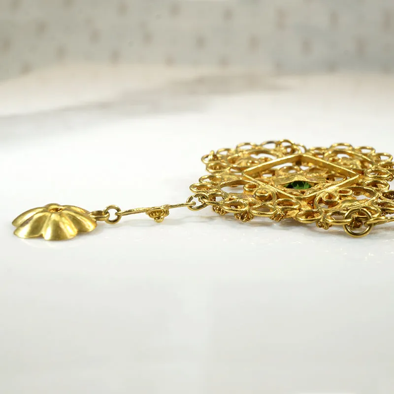 Green Garnet & 22k Gold Faerie Festoon Necklace