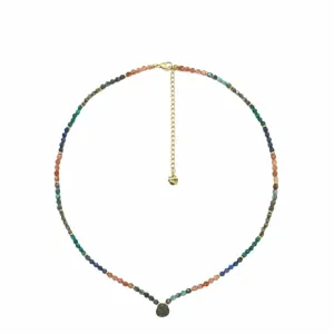 Habaha Multi Stone Pyrite Drop Necklace