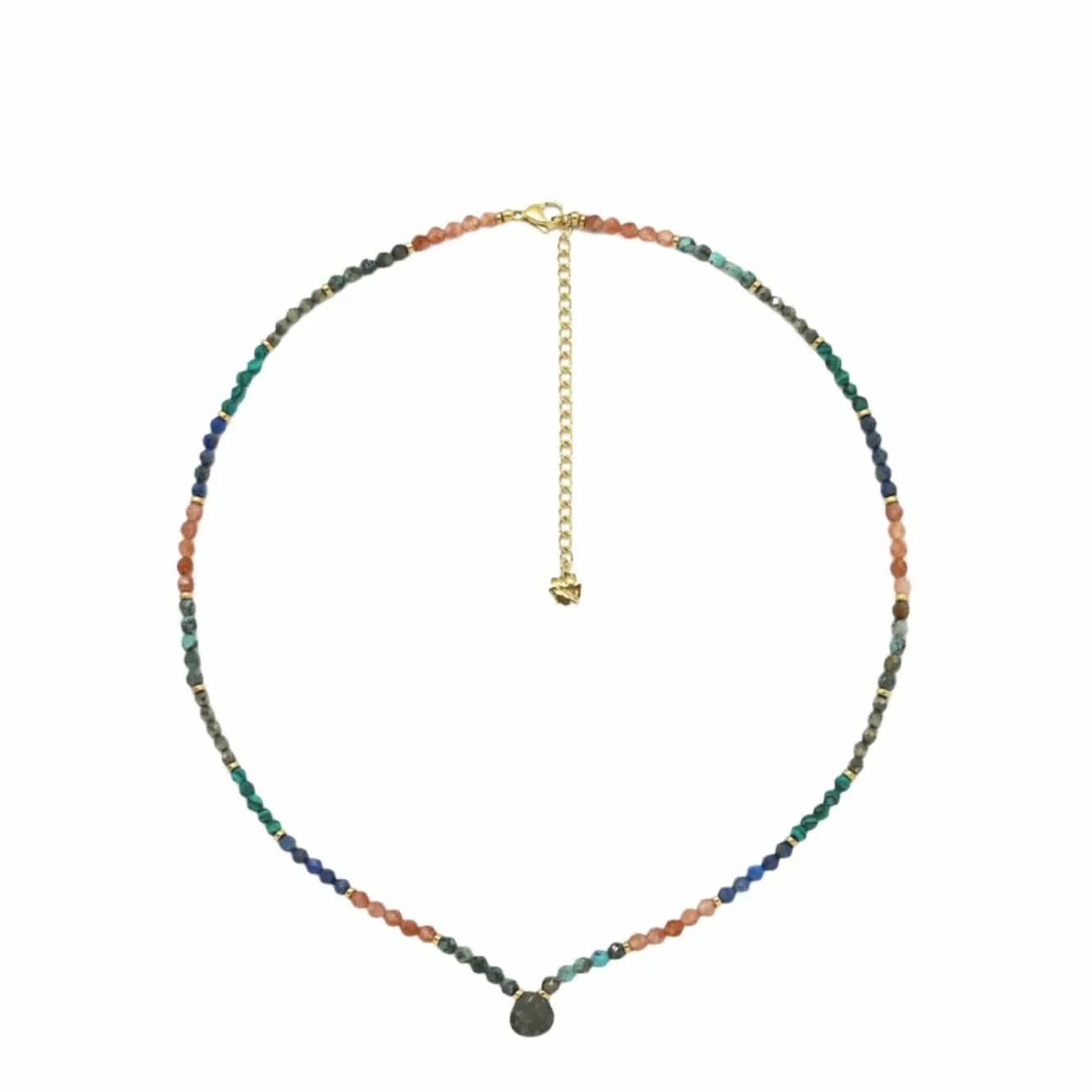 Habaha Multi Stone Pyrite Drop Necklace