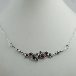 Hadar Fine Sterling Silver Cluster Burgundy Garnet Pendant Fine Israeli Jewelry for Women