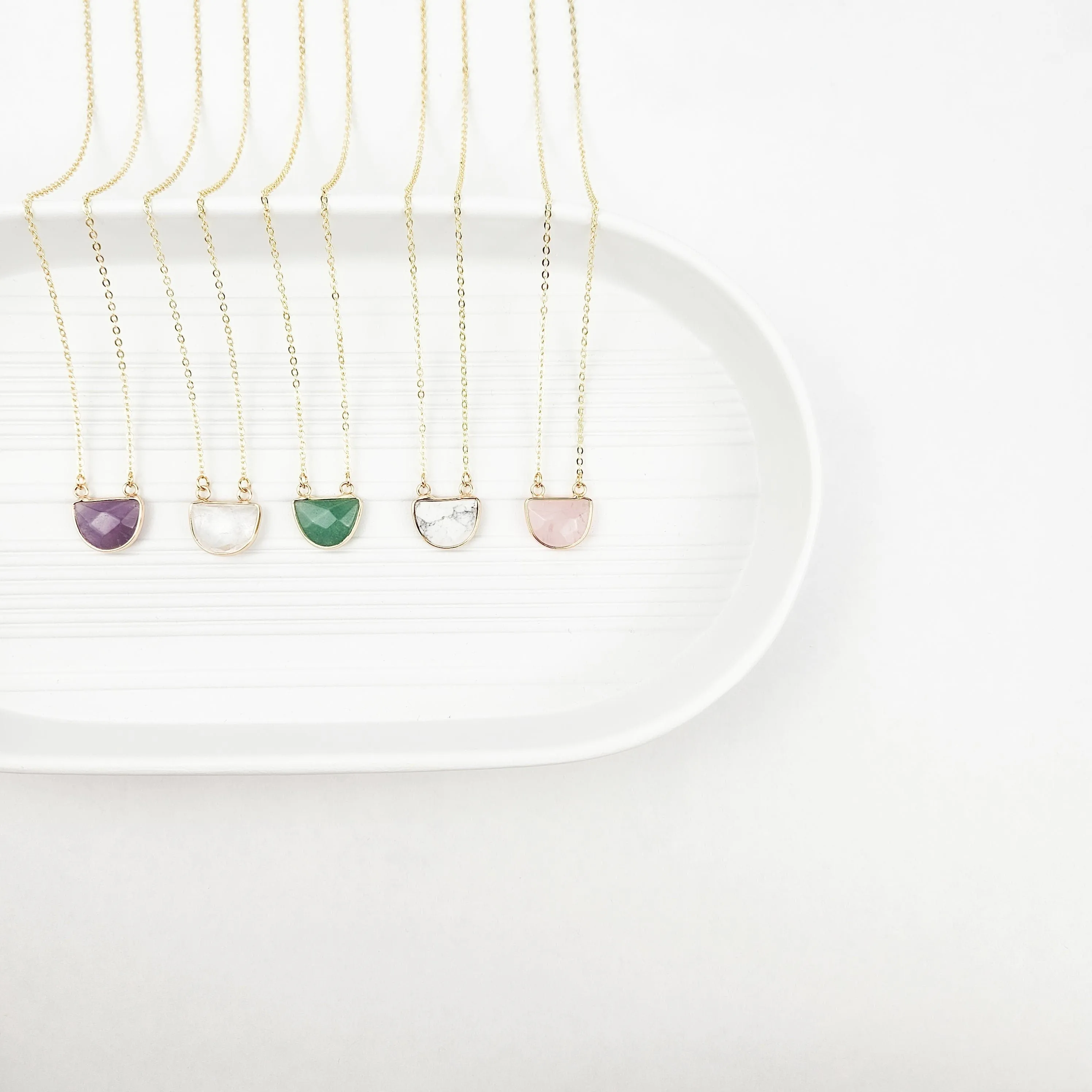 Half Moon Clear Quartz Crystal Necklace