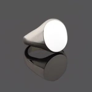 Hand Engraved Initials Heavy Weight Oval 20 x 16mm Silver Signet Ring