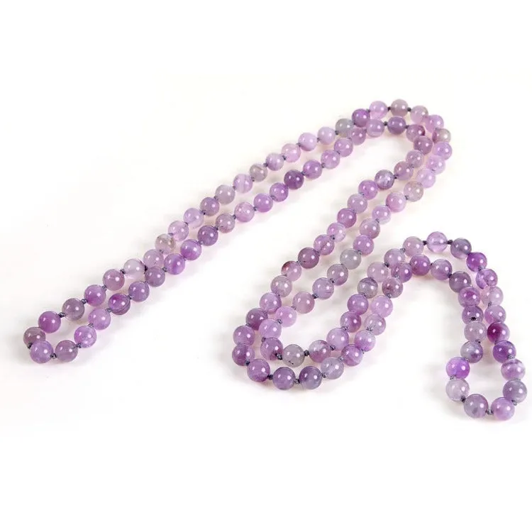 Handmade Beaded Gemstone Necklace For Women 8mm Lilac Colour Agate