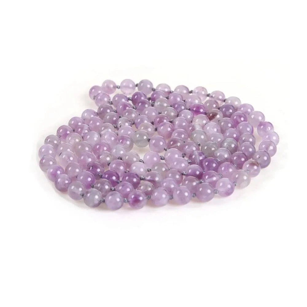 Handmade Beaded Gemstone Necklace For Women 8mm Lilac Colour Agate