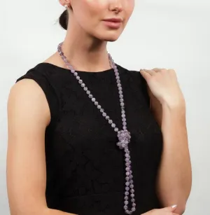 Handmade Beaded Gemstone Necklace For Women 8mm Lilac Colour Agate