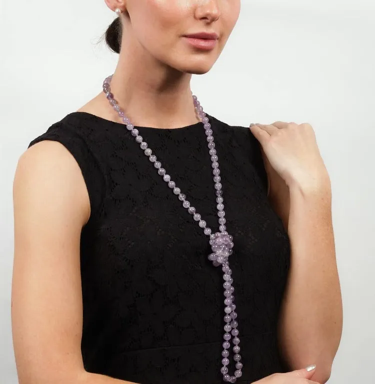 Handmade Beaded Gemstone Necklace For Women 8mm Lilac Colour Agate