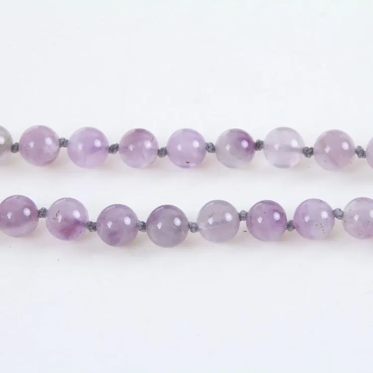 Handmade Beaded Gemstone Necklace For Women 8mm Lilac Colour Agate