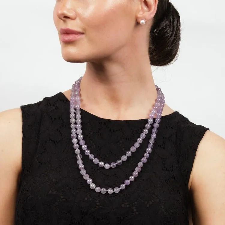 Handmade Beaded Gemstone Necklace For Women 8mm Lilac Colour Agate