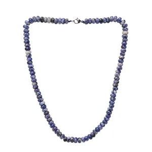 Handmade Men's Gemstone Beaded Necklace | Natural 8mm Blue Spots Beaded Necklace for Men