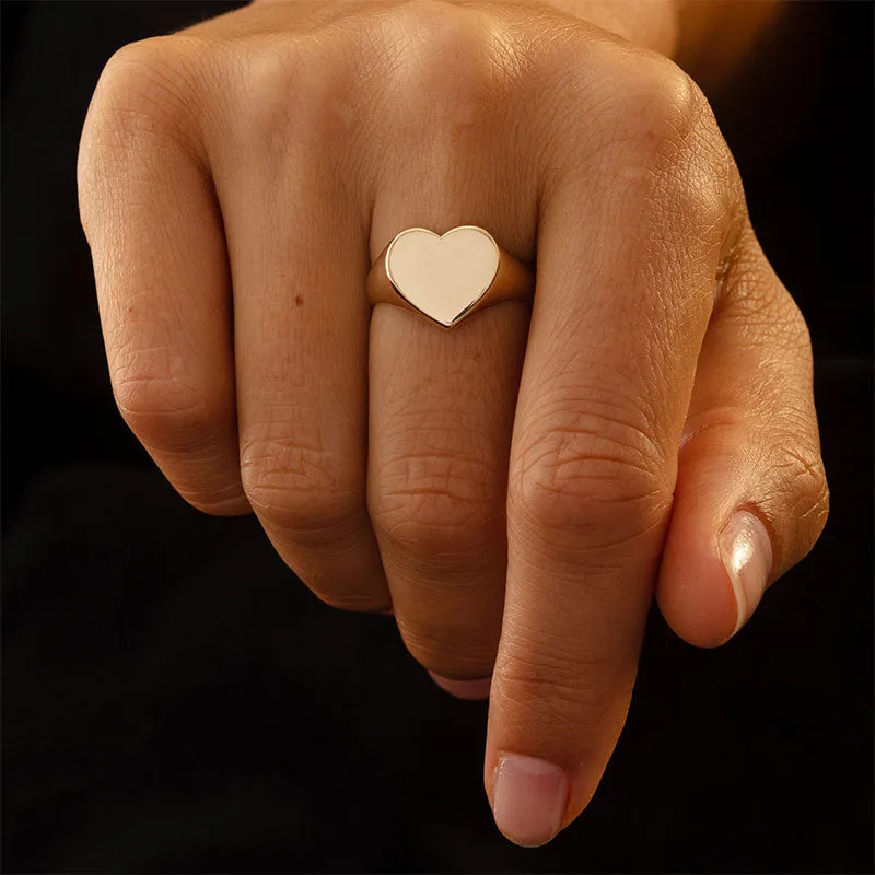Heart Signet Ring, 9kt Yellow Gold