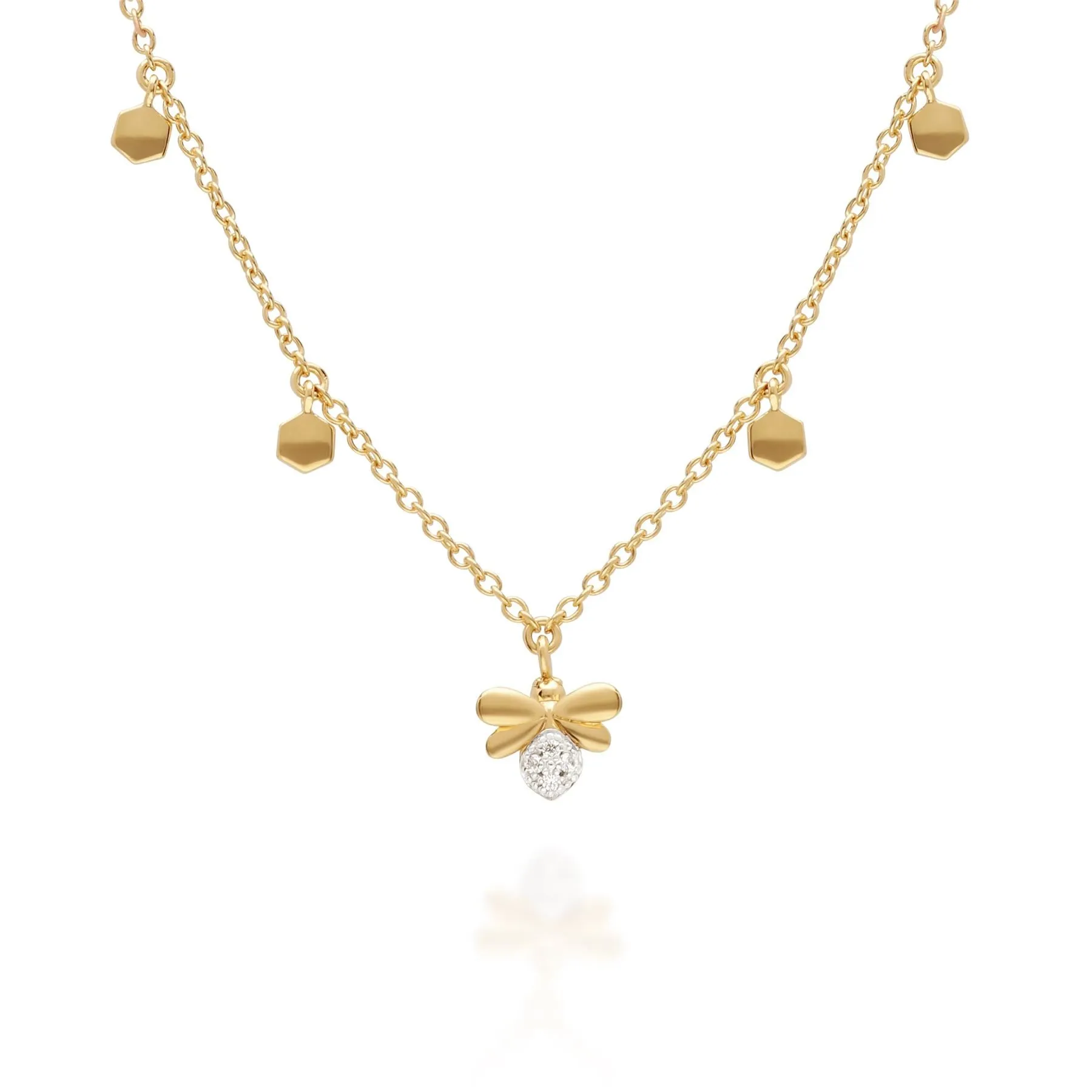 Honeycomb Diamant Biene Chokerhalskette in 9ct Gelb Gold