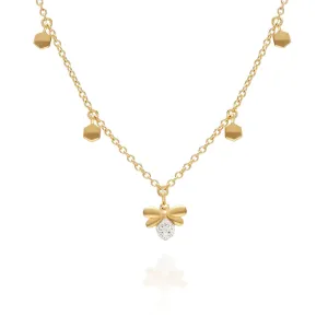Honeycomb Diamant Biene Chokerhalskette in 9ct Gelb Gold