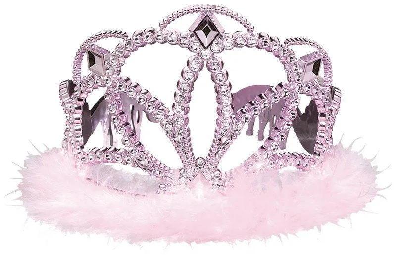 Iridescent Tiara w/Marabou-Pink