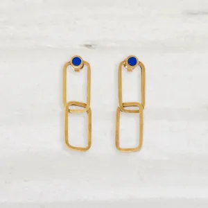 ISHKAR Lapis Lazuli Link Earrings in Gold