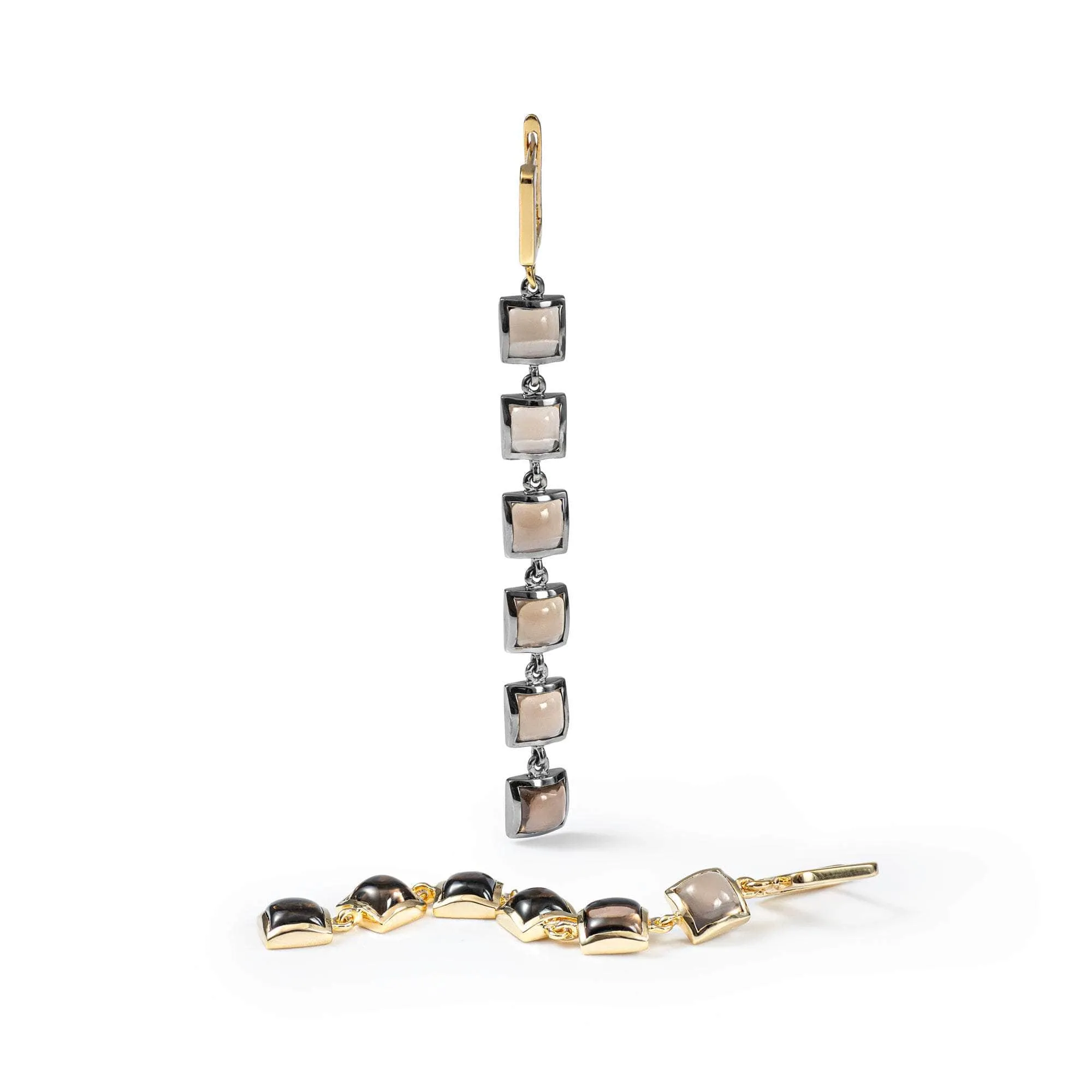 Isiba Smoky Quartz Earrings (Black Rhodium and 18K Gold)