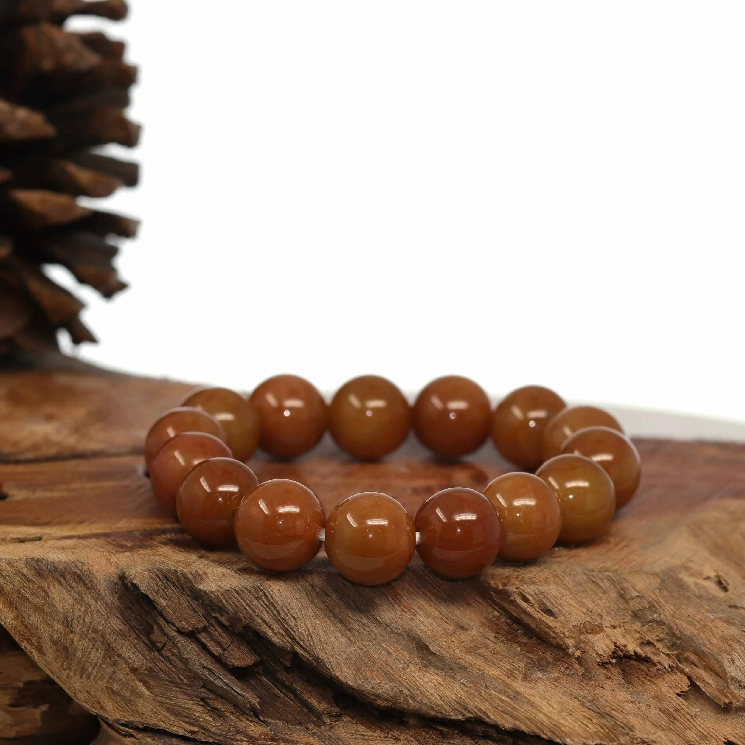 Jadeite Jade 13mm Red Round Beads Bracelet ( 13 mm )