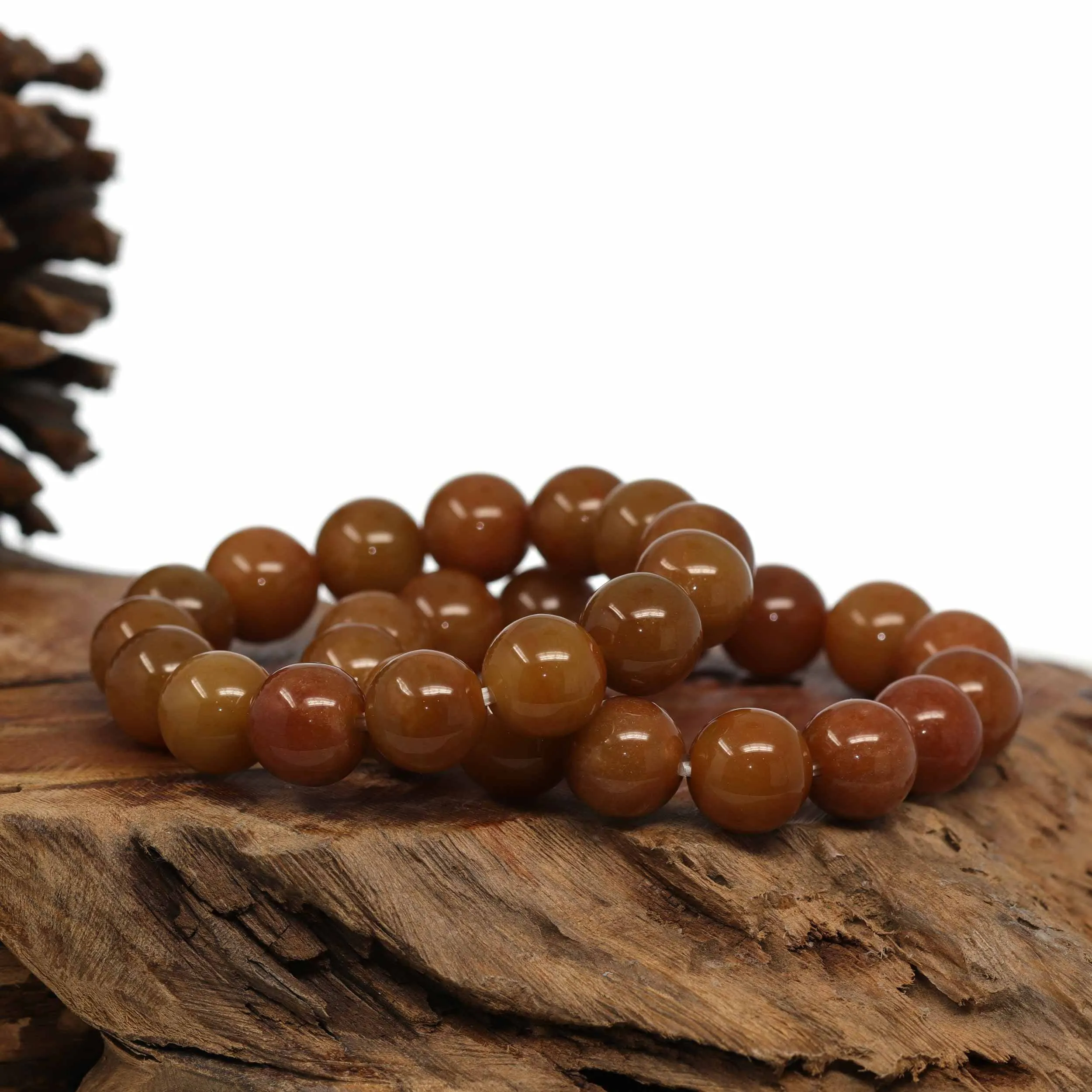 Jadeite Jade 13mm Red Round Beads Bracelet ( 13 mm )