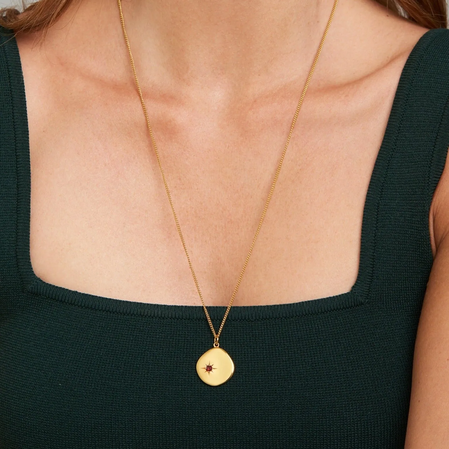 January Birthstone Necklace - 18 karat gold vermeil on sterling silver, garnet