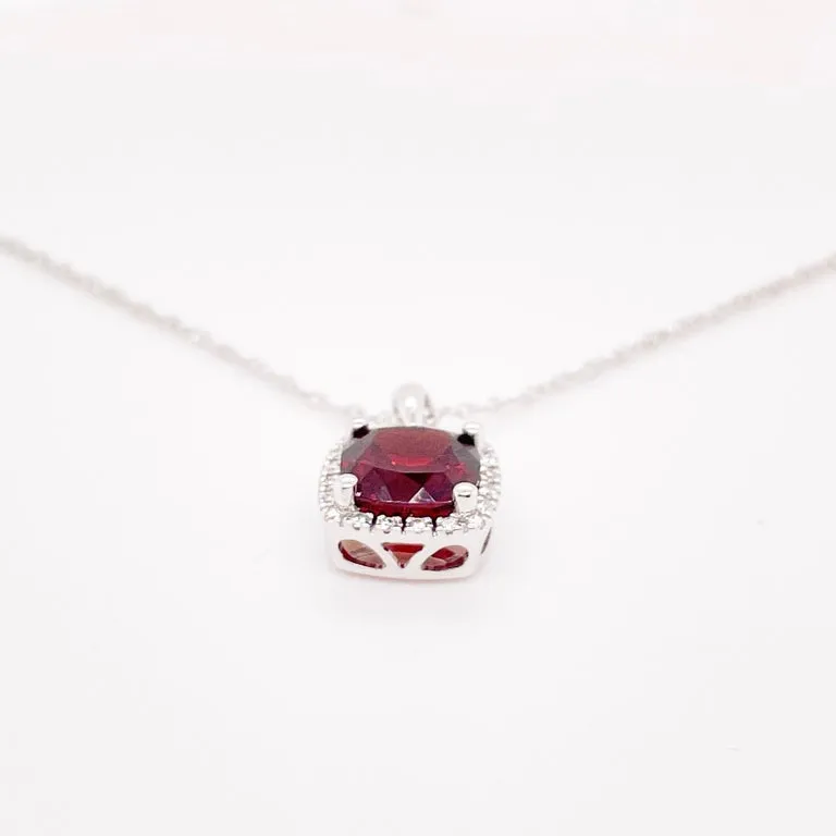 January Garnet & Diamond Necklace