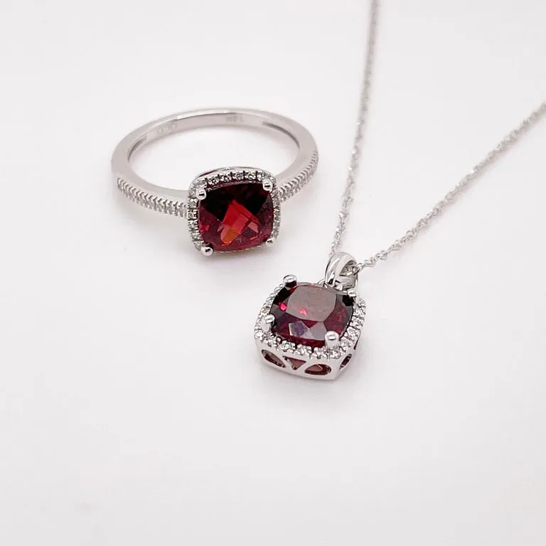 January Garnet & Diamond Necklace