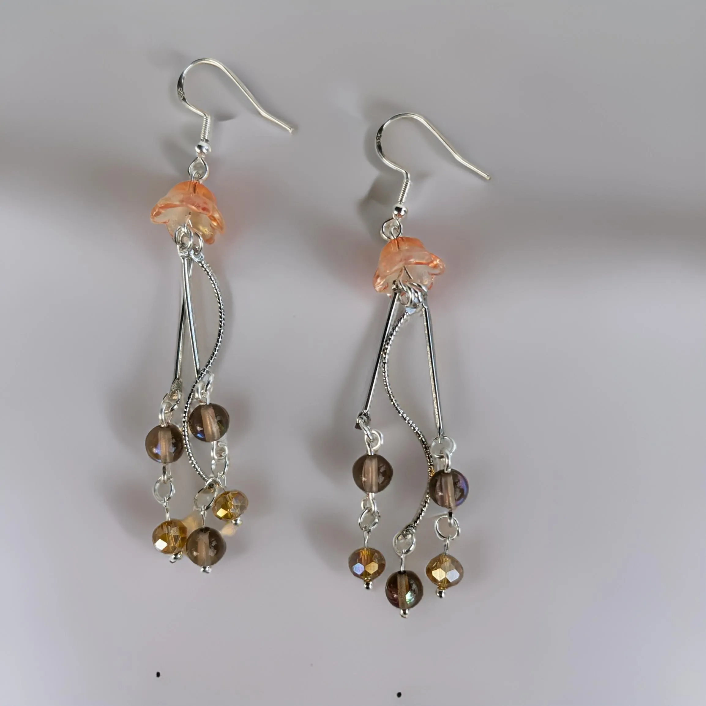 Jellyfish - Earrings ( Smokey aura quartz)