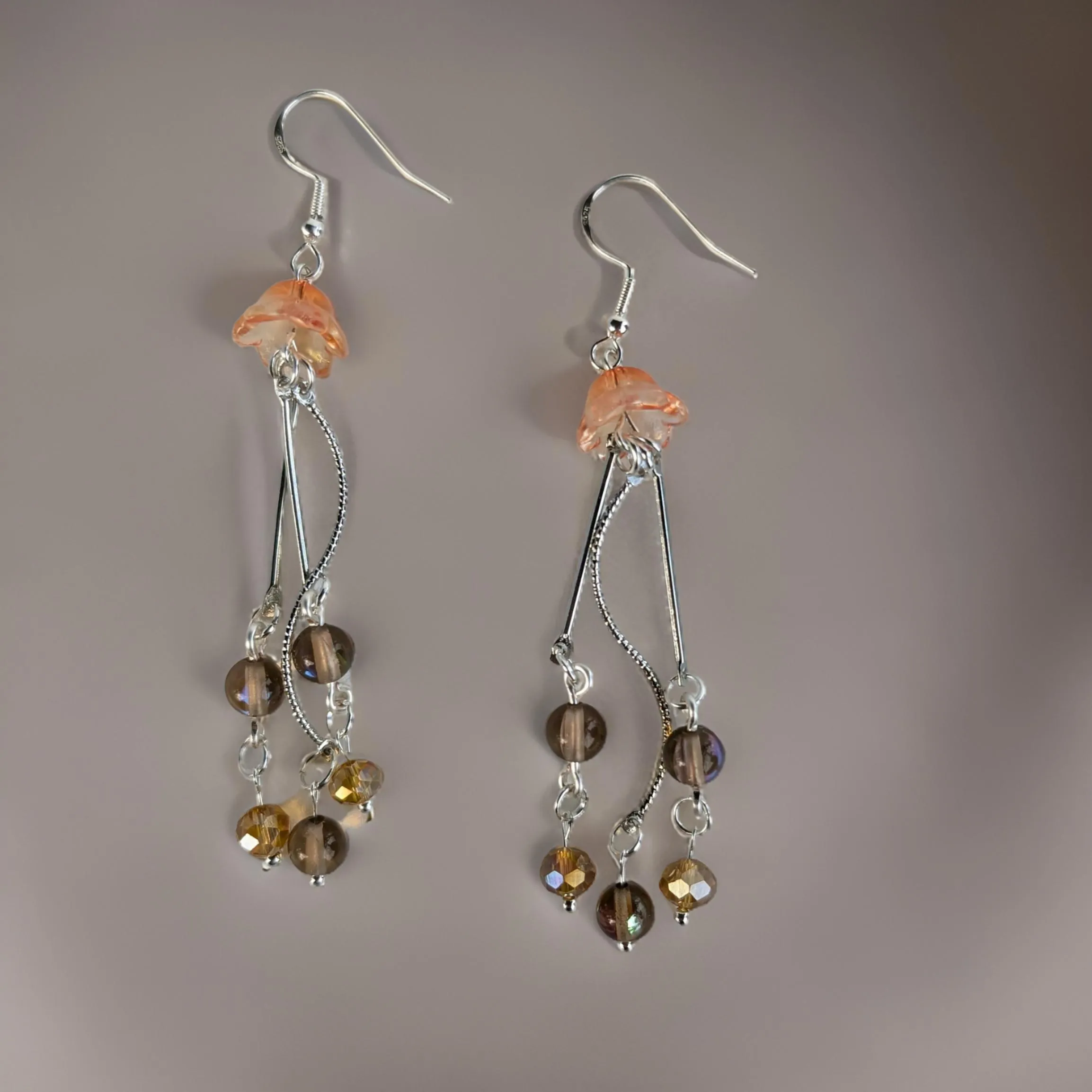 Jellyfish - Earrings ( Smokey aura quartz)