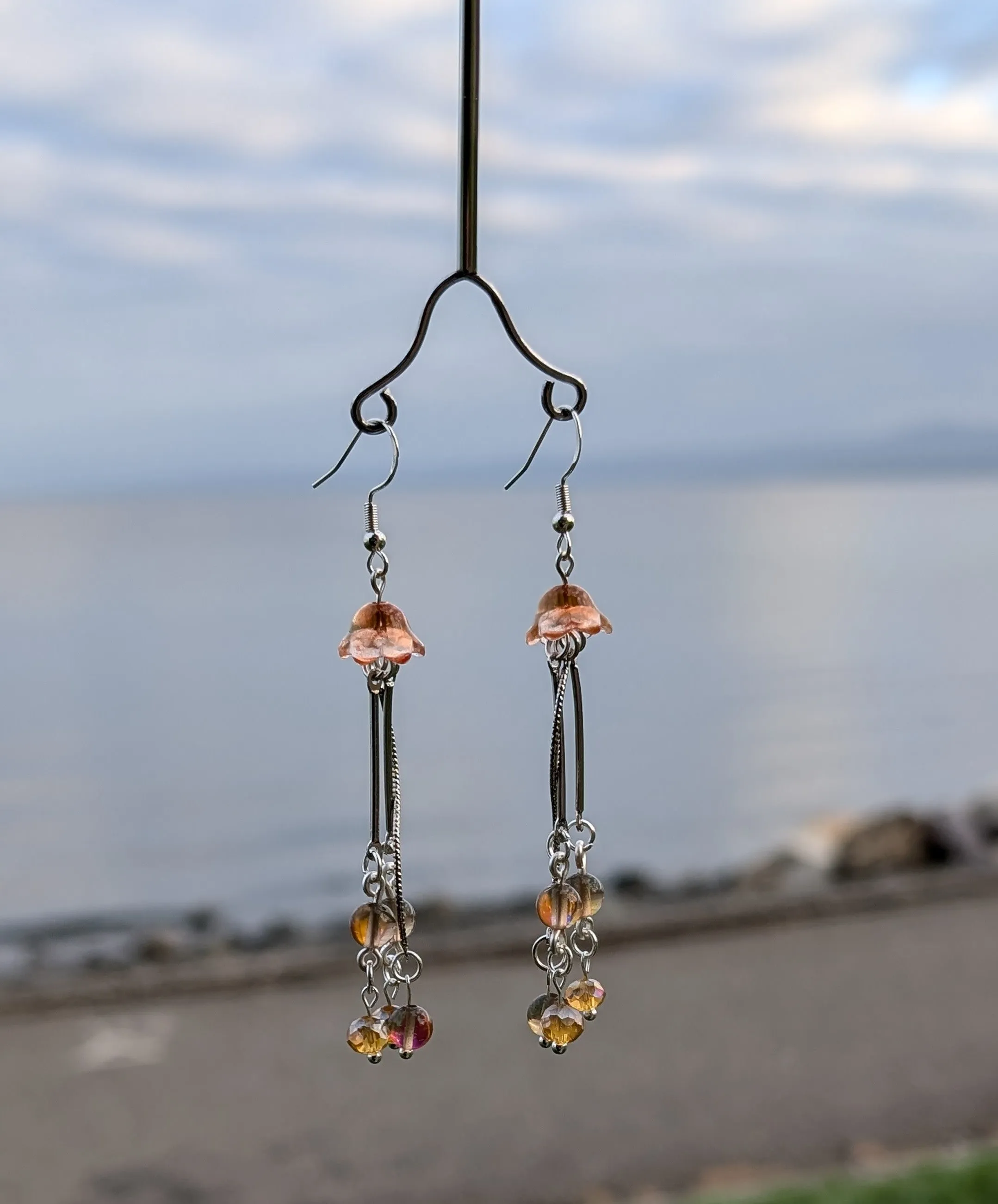 Jellyfish - Earrings ( Smokey aura quartz)