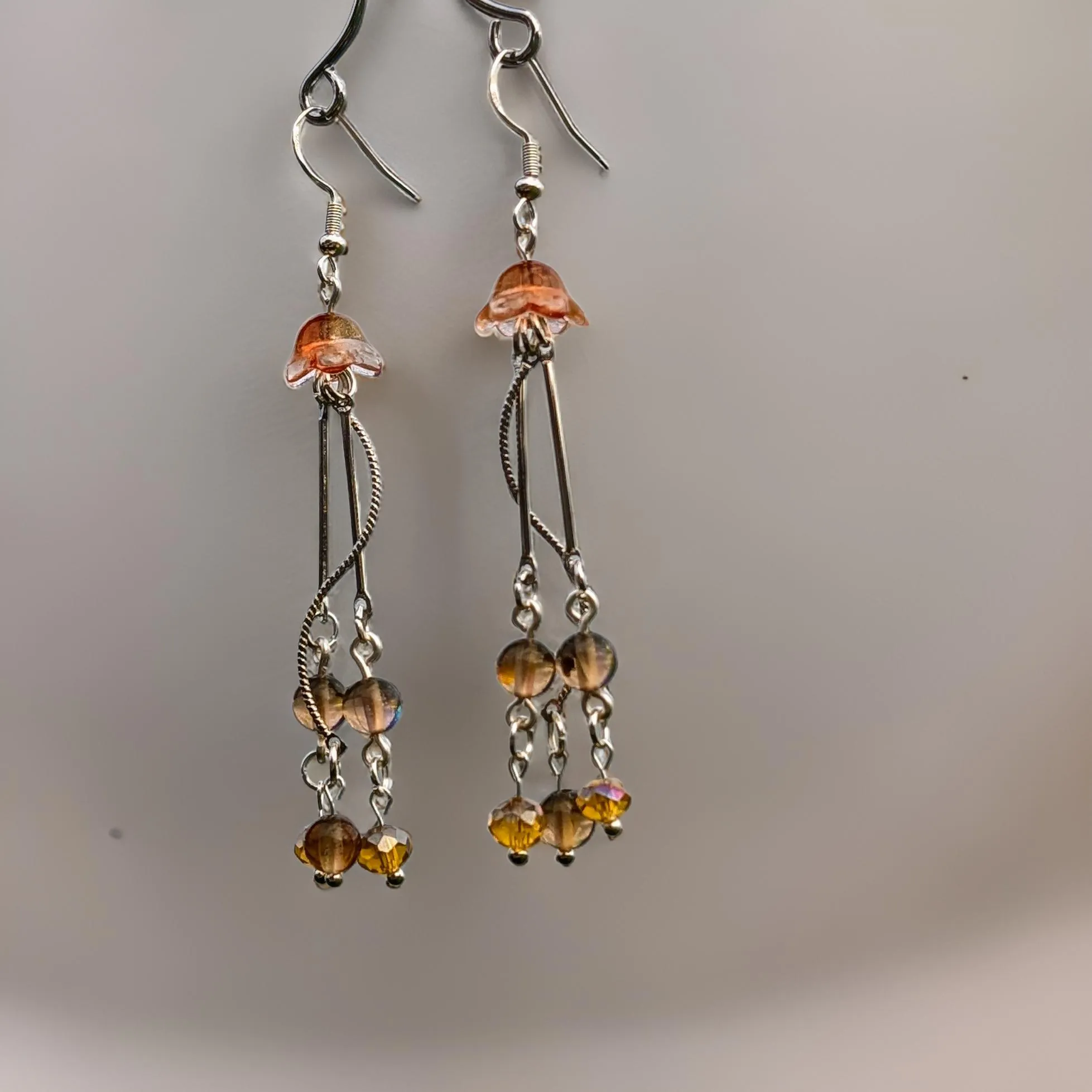 Jellyfish - Earrings ( Smokey aura quartz)