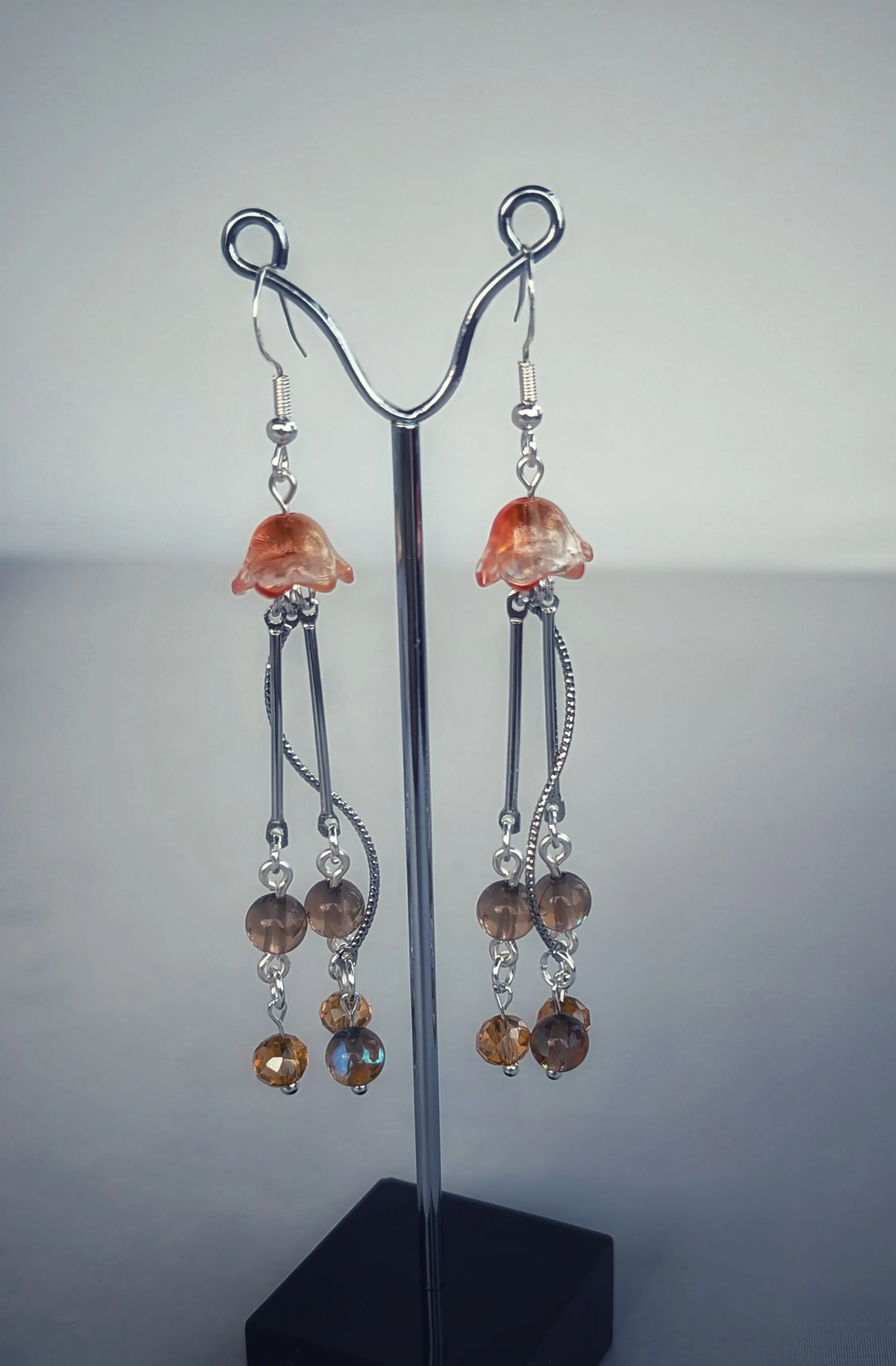 Jellyfish - Earrings ( Smokey aura quartz)