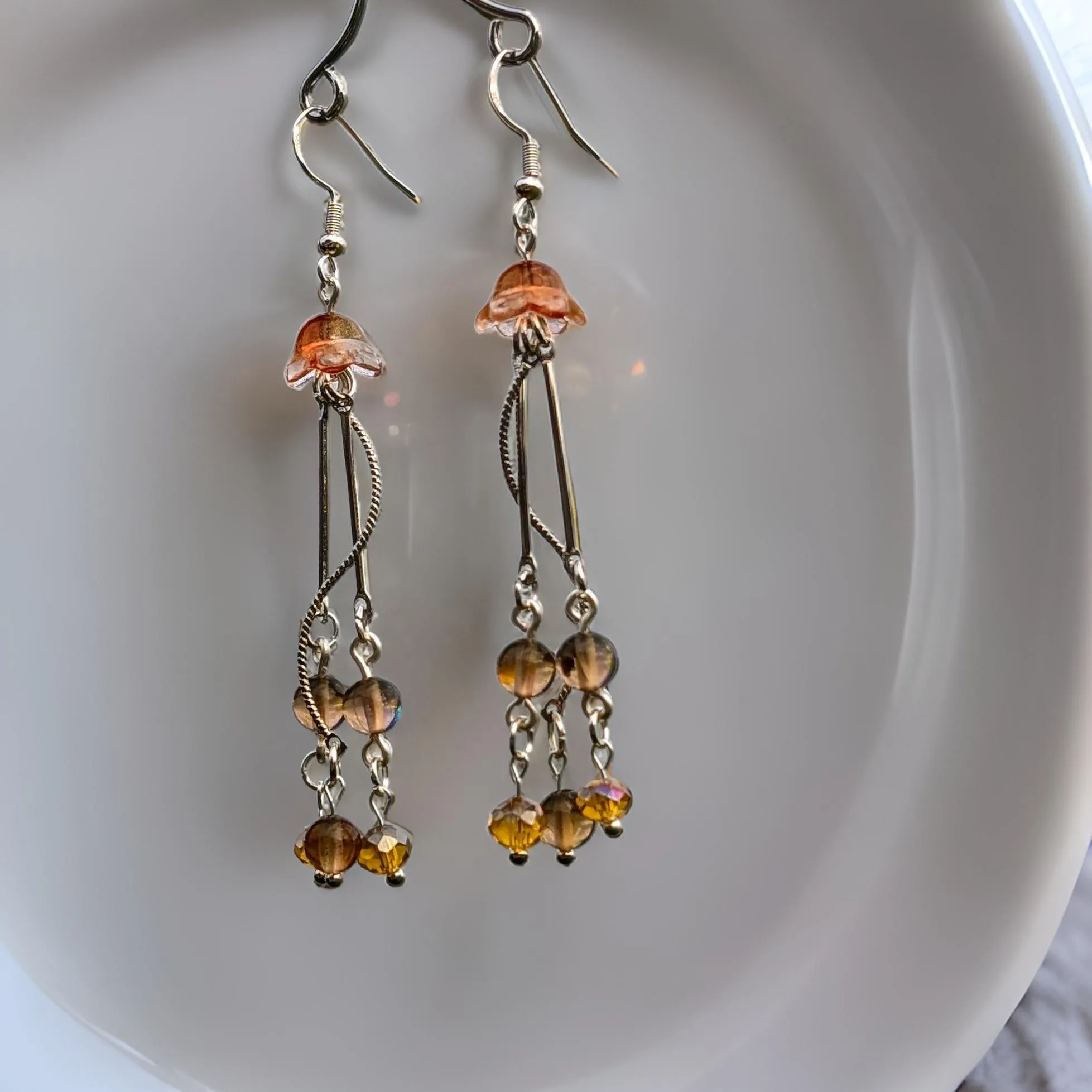 Jellyfish - Earrings ( Smokey aura quartz)